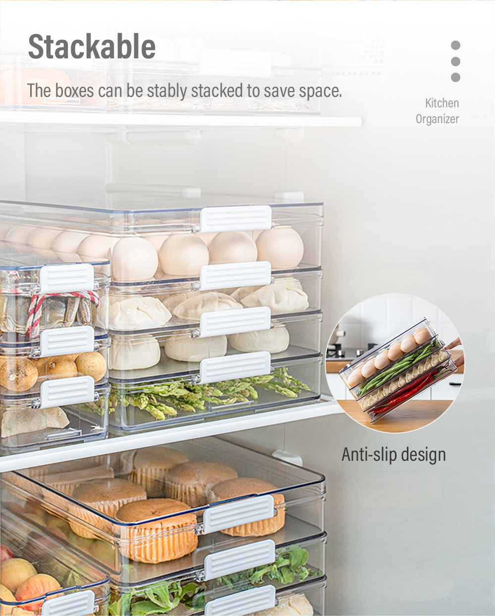 Multi-purpose Stackable Fridge Egg Organizer-5